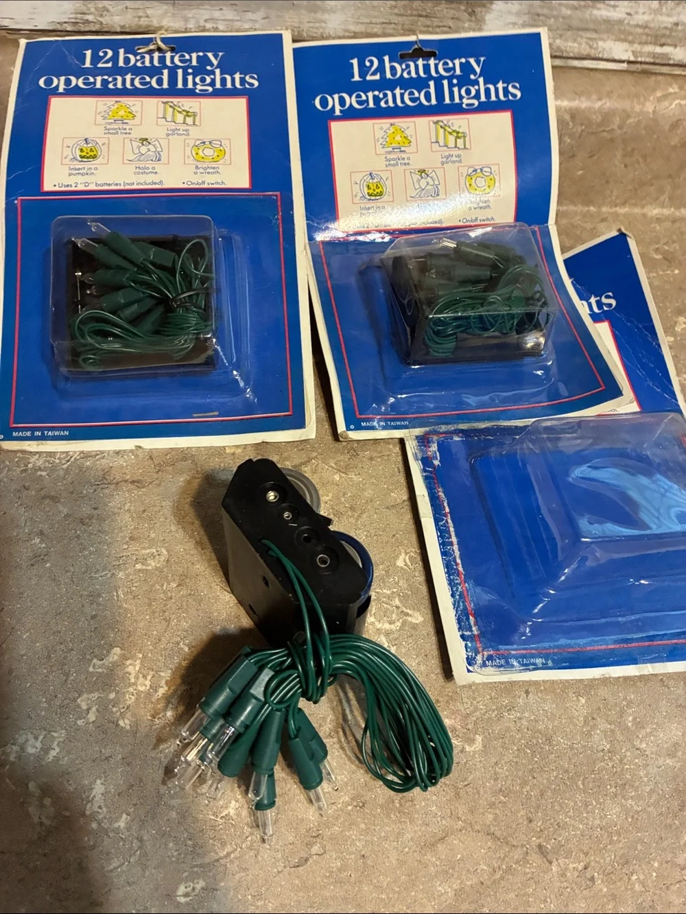 Unbranded Green Battery-Operated String Lights - Warm White Bulbs 3 Packages